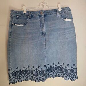Talbot's Women's Embroidered Hem Denim Skirt Size 14